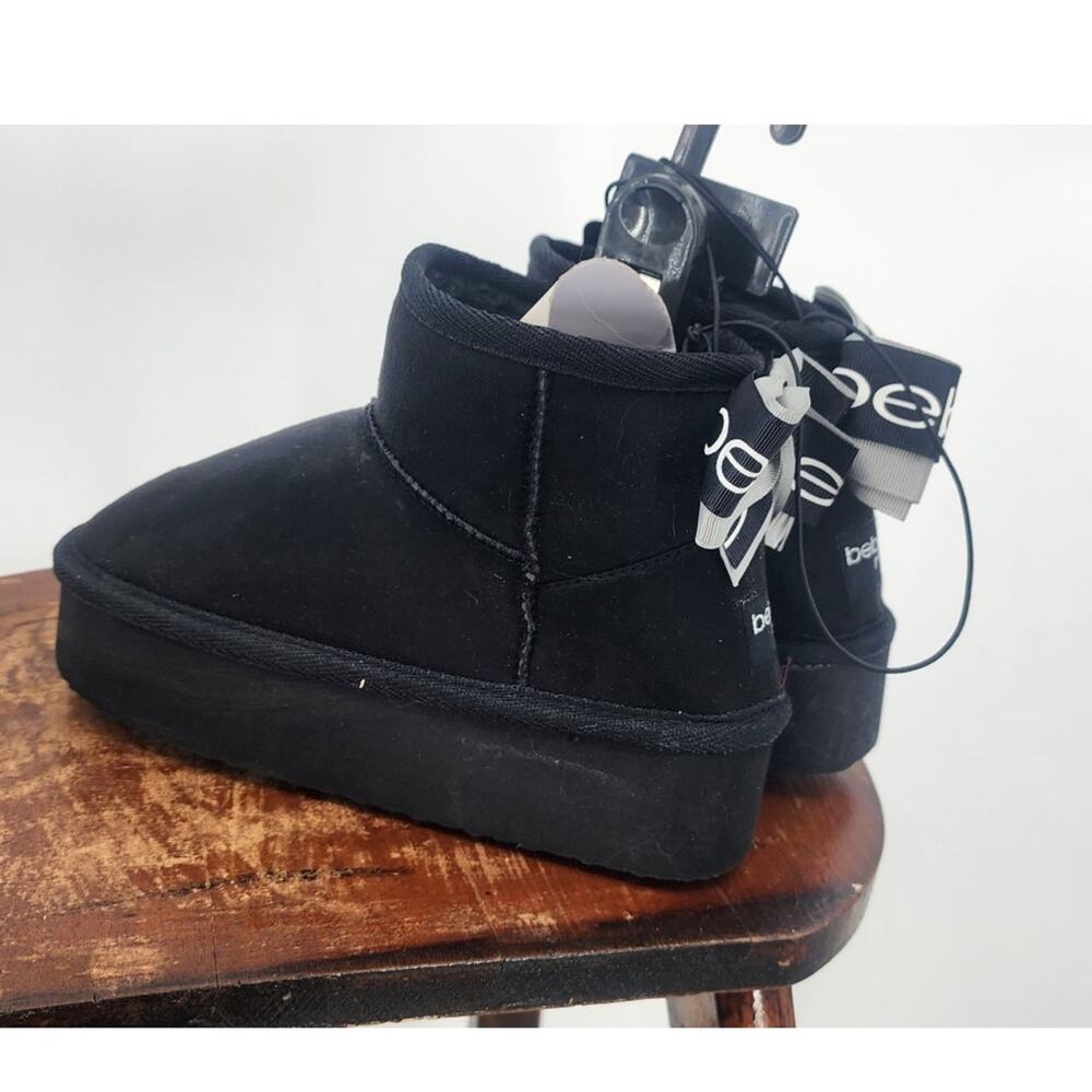 New NWT Girls BEBE Black Mini Ankle Fur Line Booties Size‎ 11